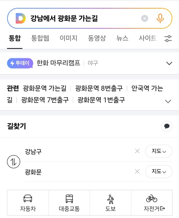 다음 교통 정보 제공